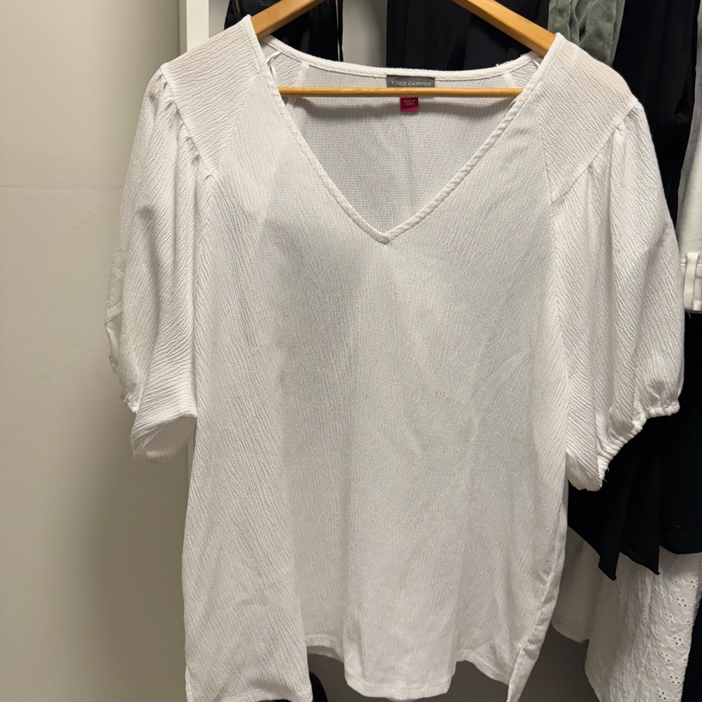 Vince Camuto White V-Neck Blouse
